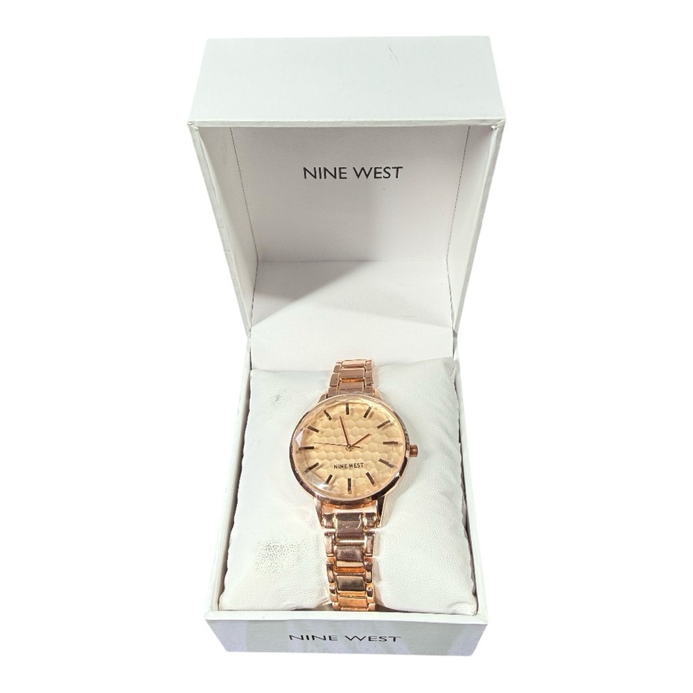 Nine West Rose Gold Bracelet‎ Watch | Faceted Crystal Dial | NIB